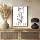 Bauhaus Origami Geometric Cat Poster | Vertical High-Contrast White Framed Wall Art 2 : 3 Vertical Premium Wall Art Canvas by MeriDeewar