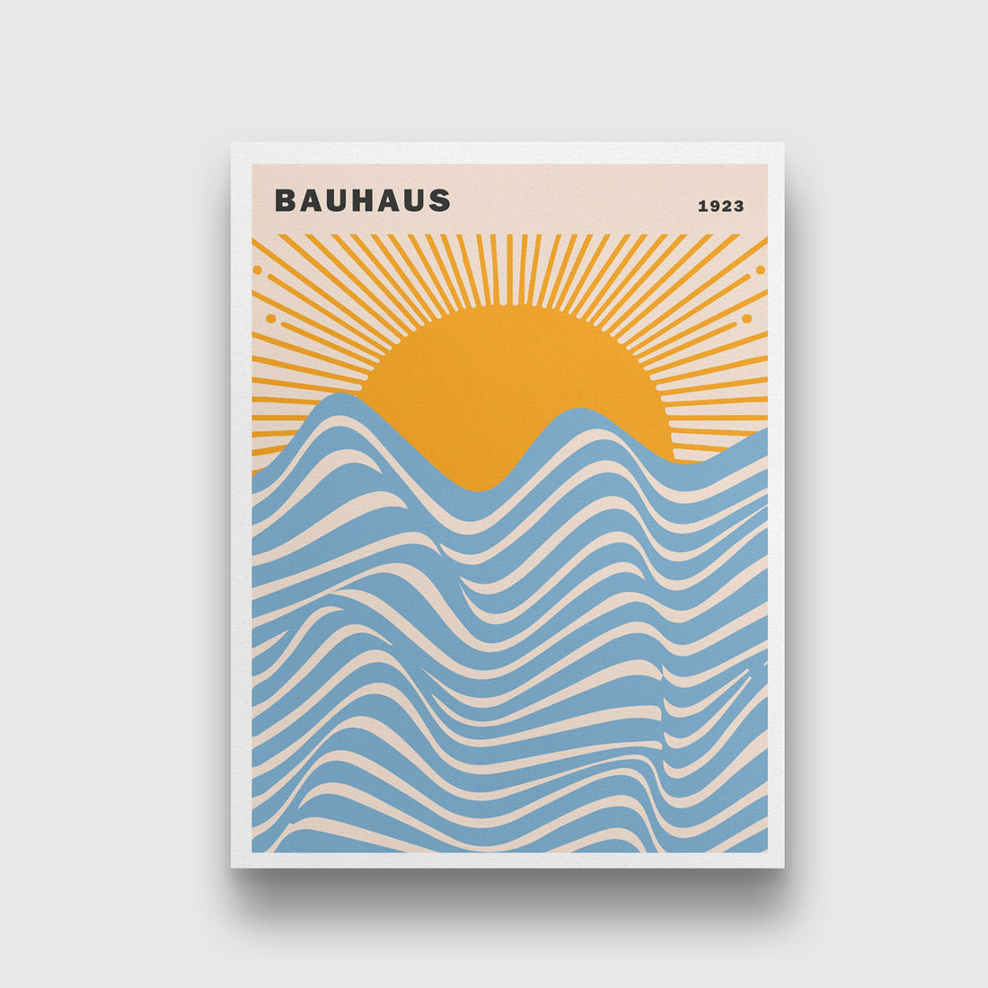 Bauhaus Sun Yellow and Blue Artwork 3 : 4 Vertical New Premium Wall Art Canvas by MeriDeewar