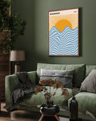 Bauhaus Sun Yellow and Blue Artwork 3 : 4 Vertical New Premium Wall Art Canvas by MeriDeewar
