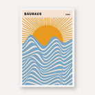 Bauhaus Sunrise Wall Painting for Living Room | Blue & Yellow Abstract Art Print 3 : 4 Vertical New Premium Wall Art Canvas by MeriDeewar