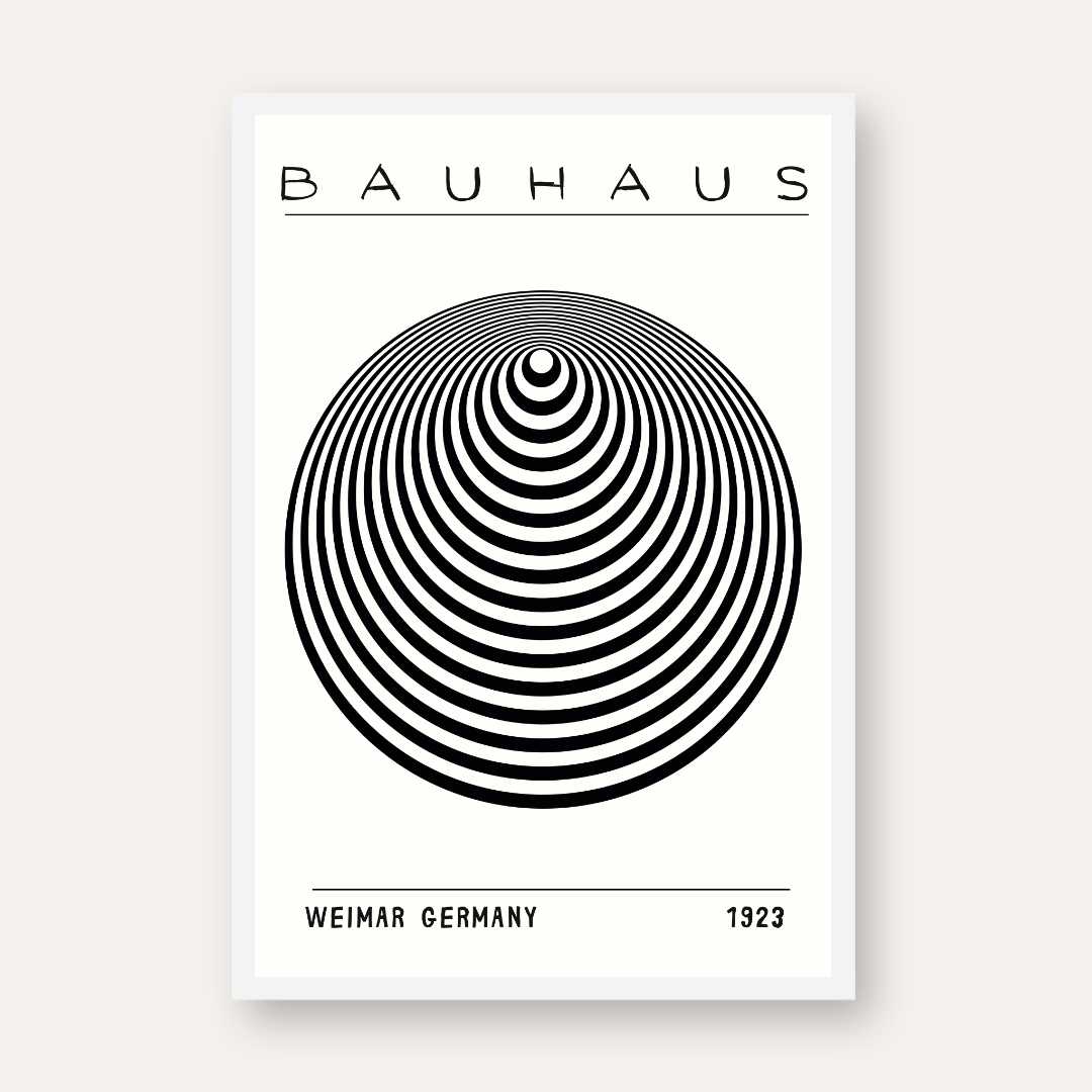 Bauhaus Weimar Germany 1923 Geometric Sphere Poster | Vertical Abstract White Framed Wall Art 2 : 3 Vertical Premium Wall Art Canvas by MeriDeewar