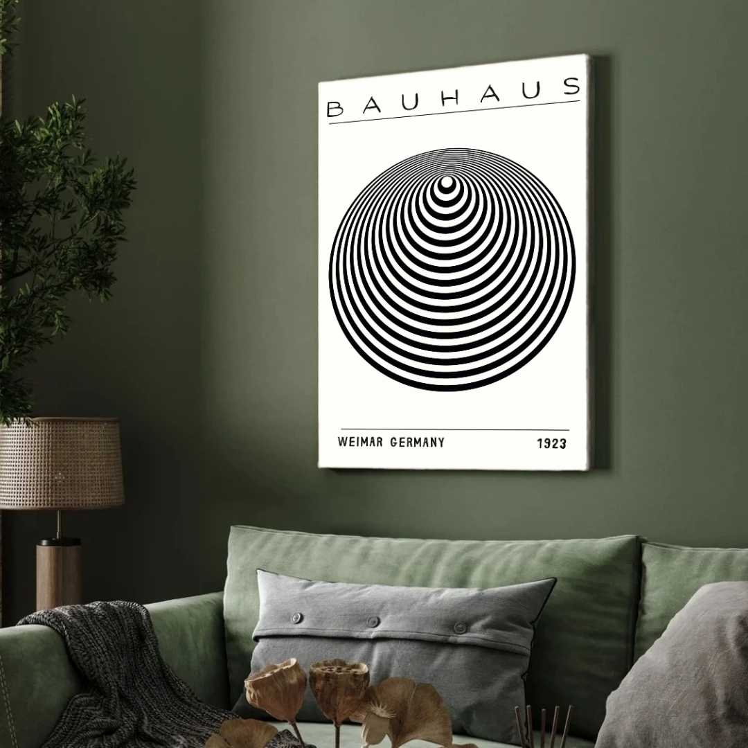 Bauhaus Weimar Germany 1923 Geometric Sphere Poster | Vertical Abstract White Framed Wall Art 2 : 3 Vertical Premium Wall Art Canvas by MeriDeewar