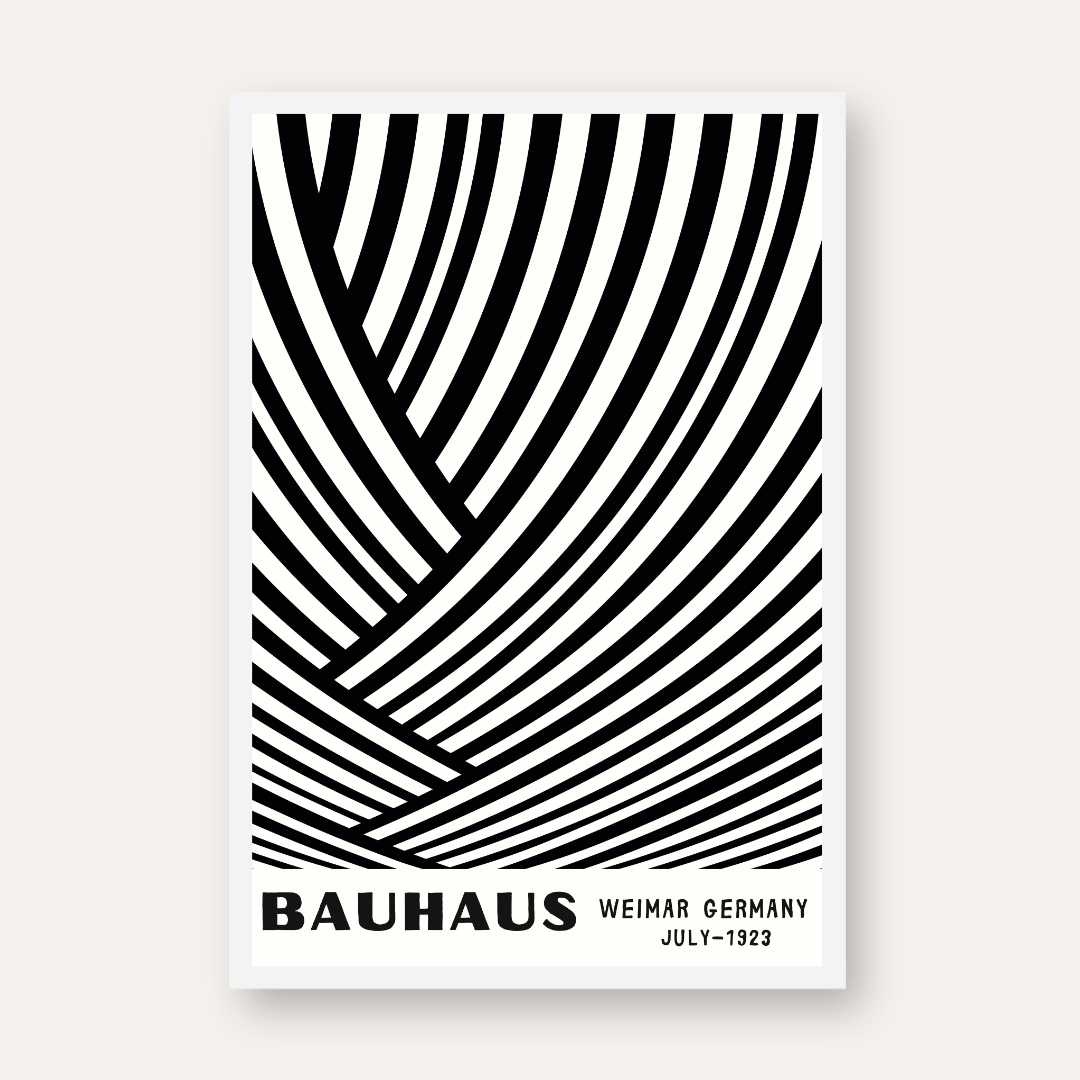 Bauhaus "Weimar Germany July-1923" Intersecting Abstract Lines Poster | Vertical White Framed Wall Art 2 : 3 Vertical Premium Wall Art Canvas by MeriDeewar