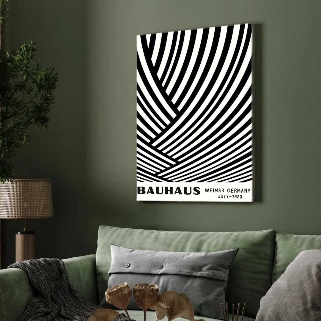 Bauhaus "Weimar Germany July-1923" Intersecting Abstract Lines Poster | Vertical White Framed Wall Art 2 : 3 Vertical Premium Wall Art Canvas by MeriDeewar