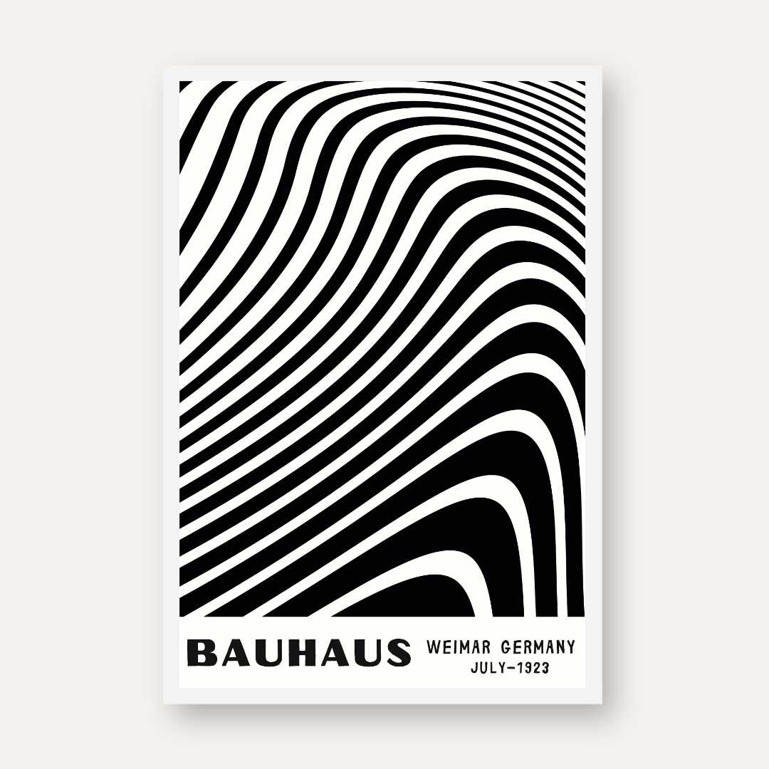 Bauhaus "Weimar Germany July-1923" Kinetic Optical Wave Poster | Vertical High-Contrast White Framed Wall Art 2 : 3 Vertical Premium Wall Art Canvas by MeriDeewar