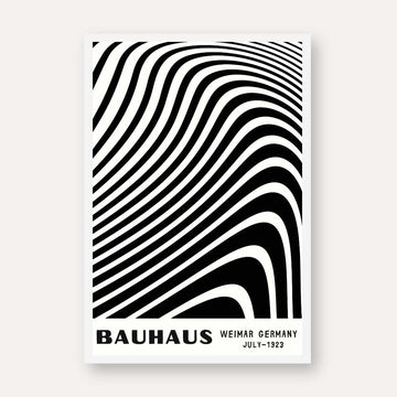 Bauhaus "Weimar Germany July-1923" Kinetic Optical Wave Poster | Vertical High-Contrast White Framed Wall Art 2 : 3 Vertical Premium Wall Art Canvas by MeriDeewar