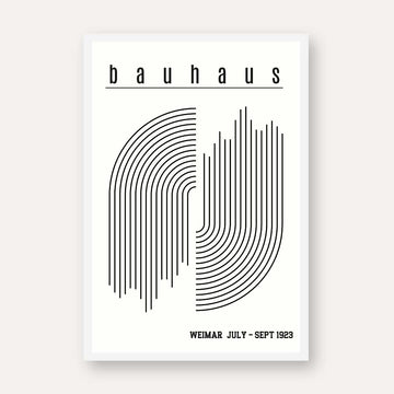 Bauhaus "Weimar July-Sept 1923" Interlocking Linear Arch Poster | Vertical High-Contrast White Framed Wall Art 2 : 3 Vertical Premium Wall Art Canvas by MeriDeewar