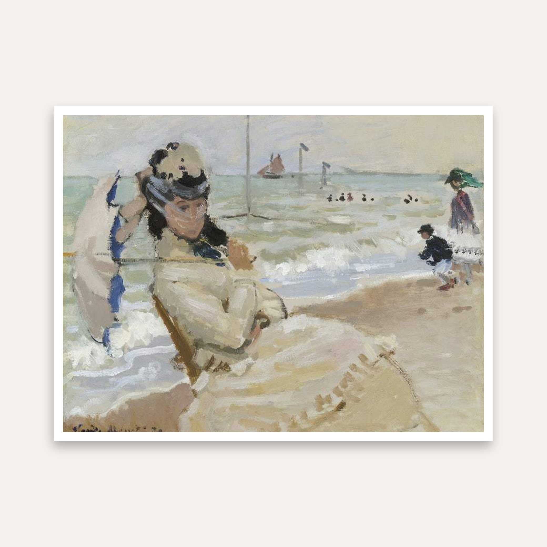 Beach Scenery Painting for Living Room | Monet Seaside Wall Art | MeriDeewar 4 : 3 Horizontal Premium Wall Art Canvas by MeriDeewar