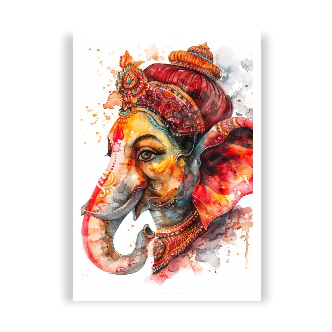 Beautiful Ganesha painting Premium Wall Art Canvas by MeriDeewar