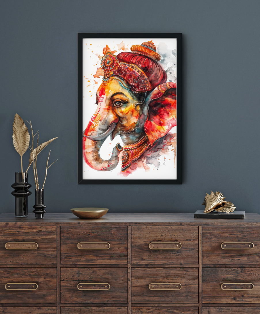 Beautiful Ganesha painting Premium Wall Art Canvas by MeriDeewar