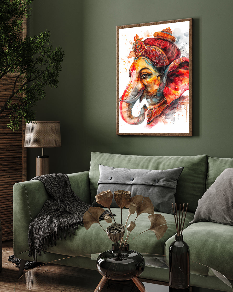Beautiful Ganesha painting Premium Wall Art Canvas by MeriDeewar