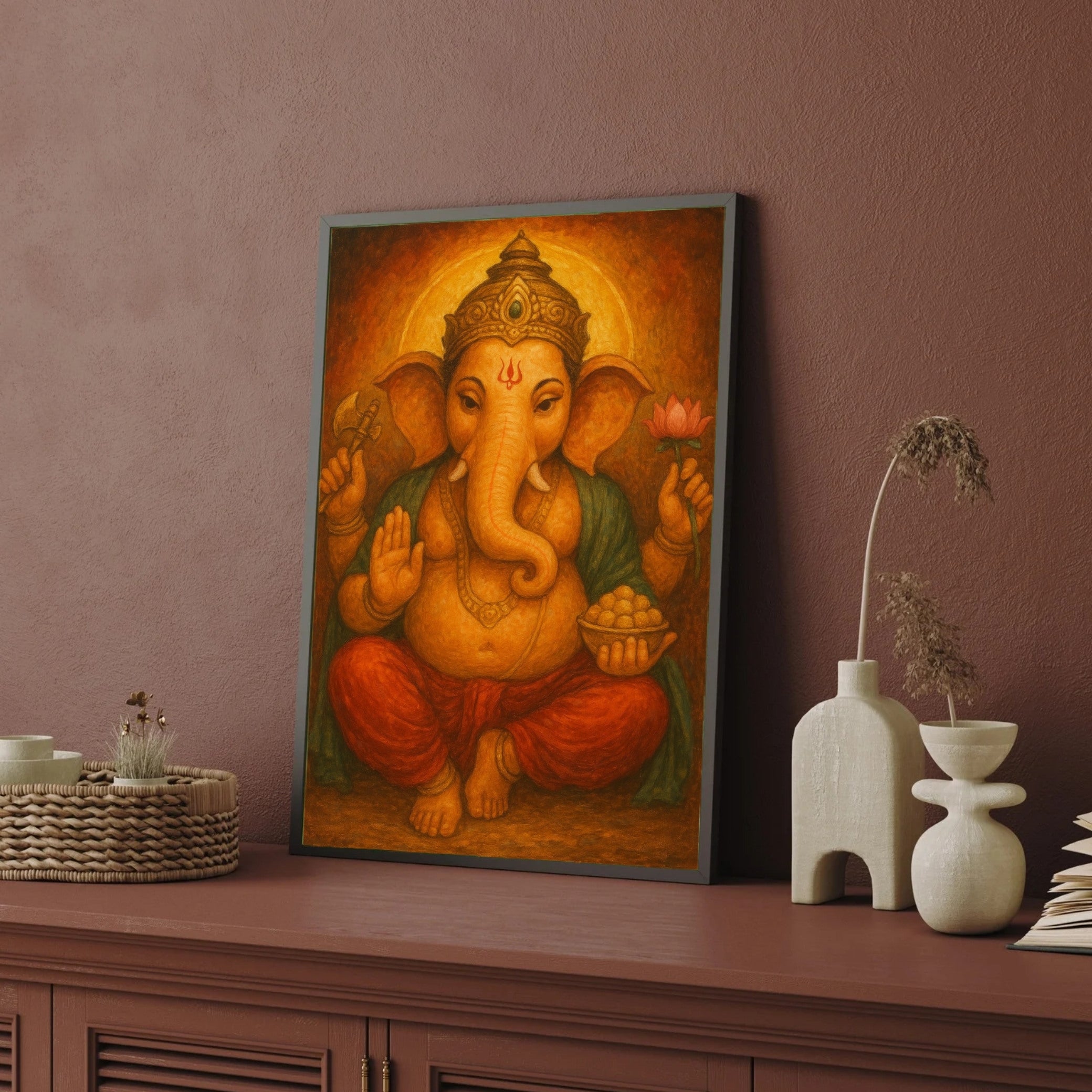 Beautiful Ganesha painting Premium Wall Art Canvas by MeriDeewar