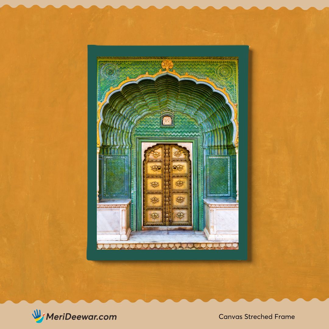 Beautiful Gate Jaipur Palace 3 : 4 Vertical New Premium Wall Art Canvas by MeriDeewar