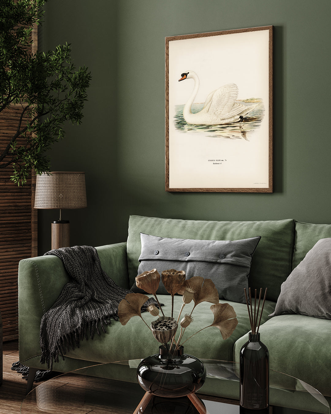 Beautiful Swan Vintage Painting 3 : 4 Vertical New Premium Wall Art Canvas by MeriDeewar