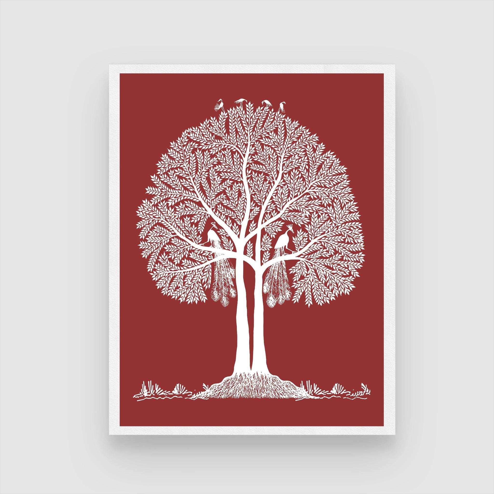 Beautiful Warli Painting of Indian Rural Life & Nature 3 : 4 Vertical New Premium Wall Art Canvas by MeriDeewar