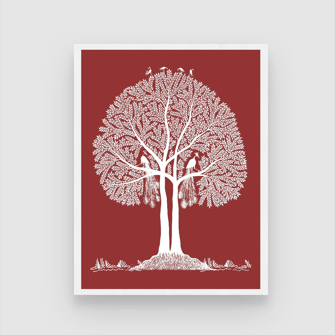 Beautiful Warli Painting of Indian Rural Life & Nature 3 : 4 Vertical New Premium Wall Art Canvas by MeriDeewar