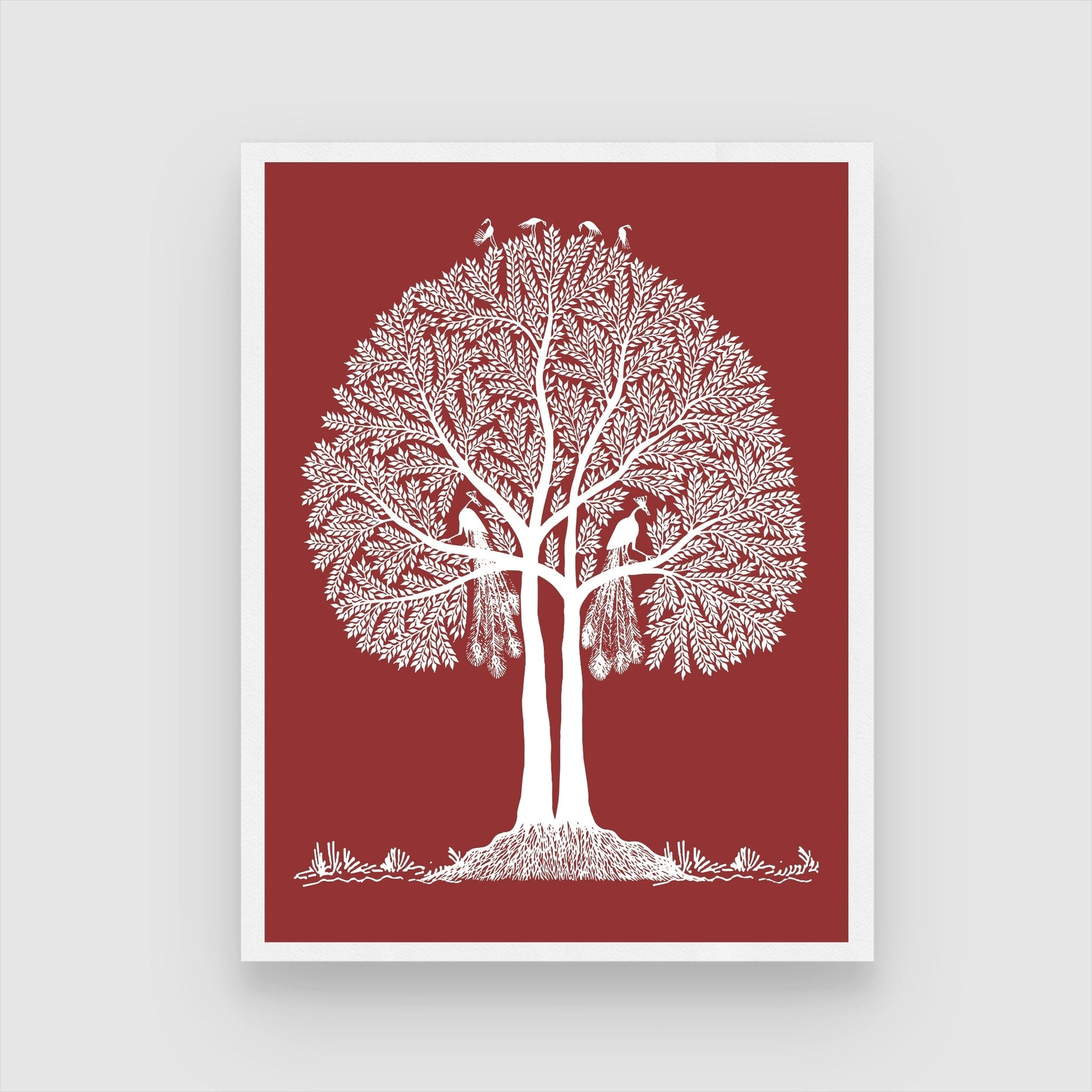 Beautiful Warli Painting of Indian Rural Life & Nature 3 : 4 Vertical New Premium Wall Art Canvas by MeriDeewar
