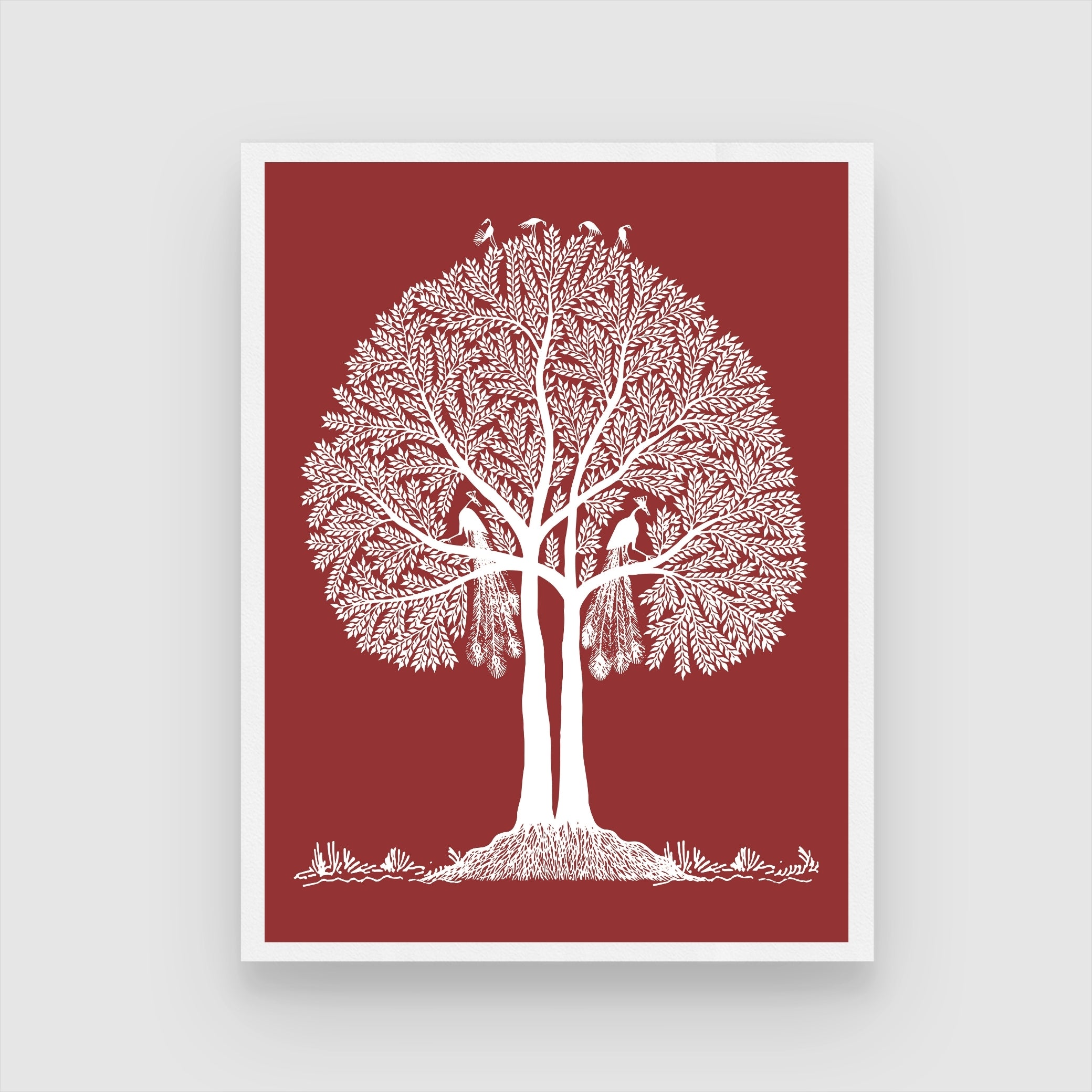 Beautiful Warli Painting of Indian Rural Life & Nature 3 : 4 Vertical New Premium Wall Art Canvas by MeriDeewar