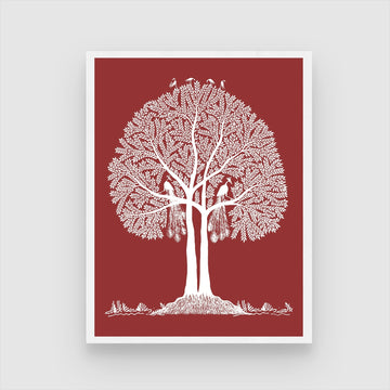 Beautiful Warli Painting of Indian Rural Life & Nature 3 : 4 Vertical New Premium Wall Art Canvas by MeriDeewar