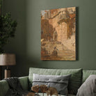 Benares Ghat Steps and Fort Oil Painting | Vertical Framed Print 3 : 4 Vertical Premium Wall Art Canvas by MeriDeewar