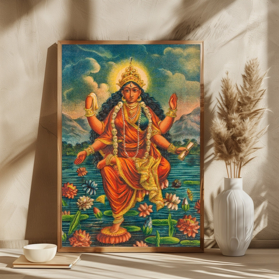 Bhairavi Kalighat Painting - Traditional Indian Art at MeriDeewar 2 : 3 Vertical Premium Wall Art Canvas by MeriDeewar