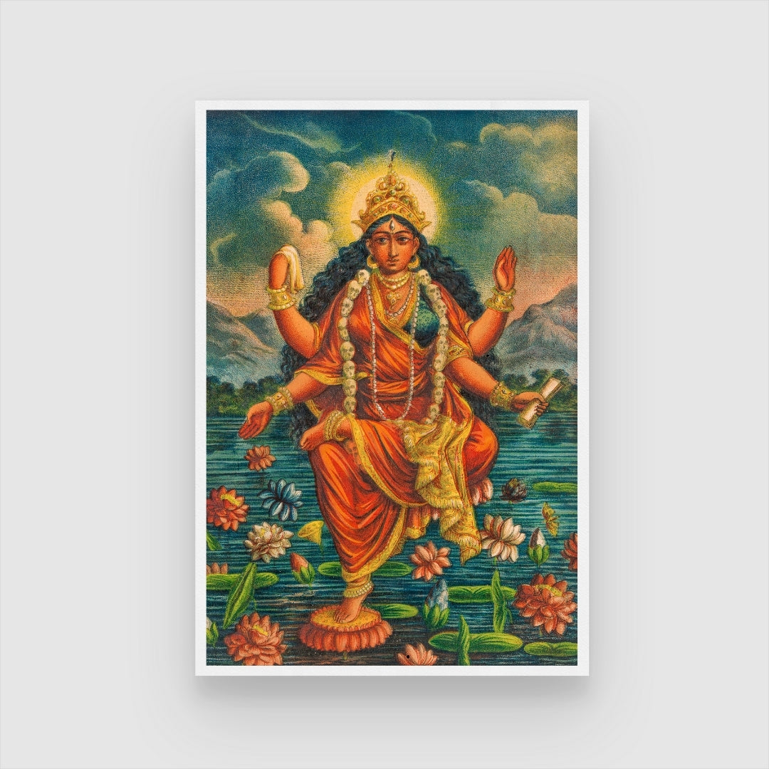 Bhairavi Kalighat Painting - Traditional Indian Art at MeriDeewar 2 : 3 Vertical Premium Wall Art Canvas by MeriDeewar