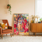 Bharat Milap Ramayan Painting for Pooja Room | Raja Ravi Varma Spiritual Wall Art 2 : 3 Vertical Premium Wall Art Canvas by MeriDeewar