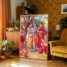 Bharat Milap Ramayan Painting for Pooja Room | Raja Ravi Varma Spiritual Wall Art 2 : 3 Vertical Premium Wall Art Canvas by MeriDeewar