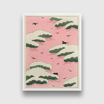 Bijutsu Sekai Pink sky Painting 3 : 4 Vertical New Premium Wall Art Canvas by MeriDeewar