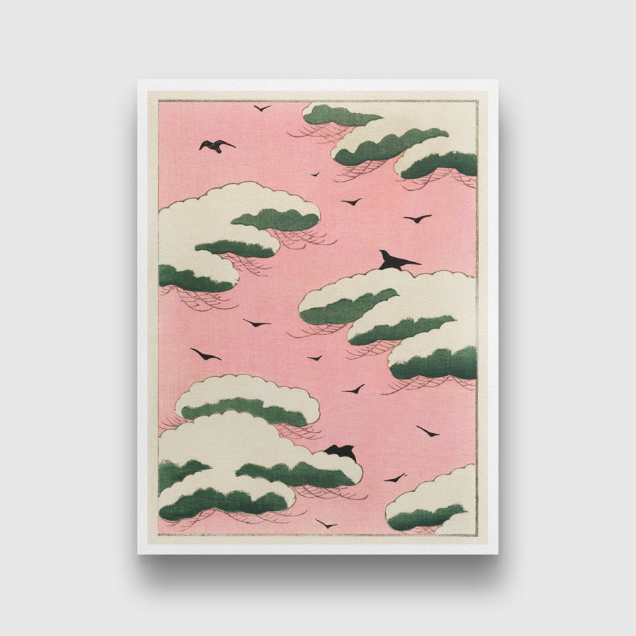 Bijutsu Sekai Pink sky Painting 3 : 4 Vertical New Premium Wall Art Canvas by MeriDeewar