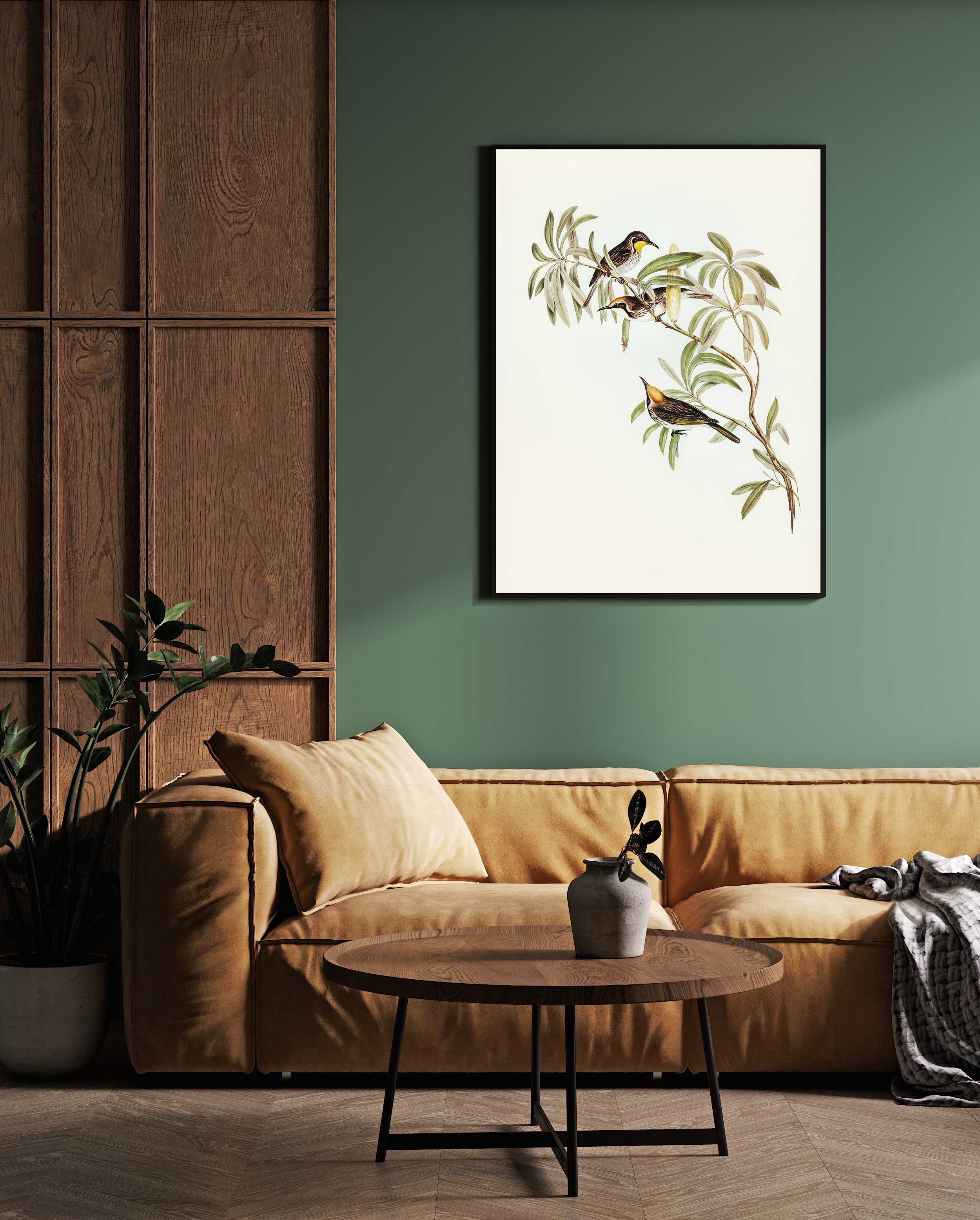 Birds on Tree Canvas Art - Perfect for Living Rooms 2 : 3 Vertical Premium Wall Art Canvas by MeriDeewar