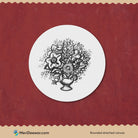 Black And White Flower Painting Circular Canvas Frame Circular Canvas Frame Premium Wall Art Canvas by MeriDeewar