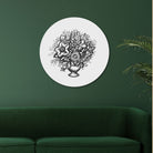 Black And White Flower Painting Circular Canvas Frame Circular Canvas Frame Premium Wall Art Canvas by MeriDeewar