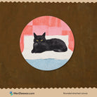 Black Cat On The Bed Circular Canvas Frame Circular Canvas Frame Premium Wall Art Canvas by MeriDeewar