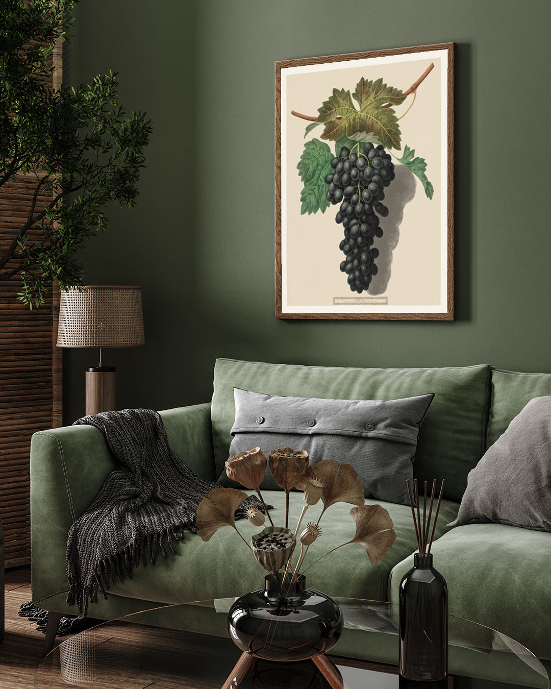 Black Grapes Vintage artwork 3 : 4 Vertical New Premium Wall Art Canvas by MeriDeewar
