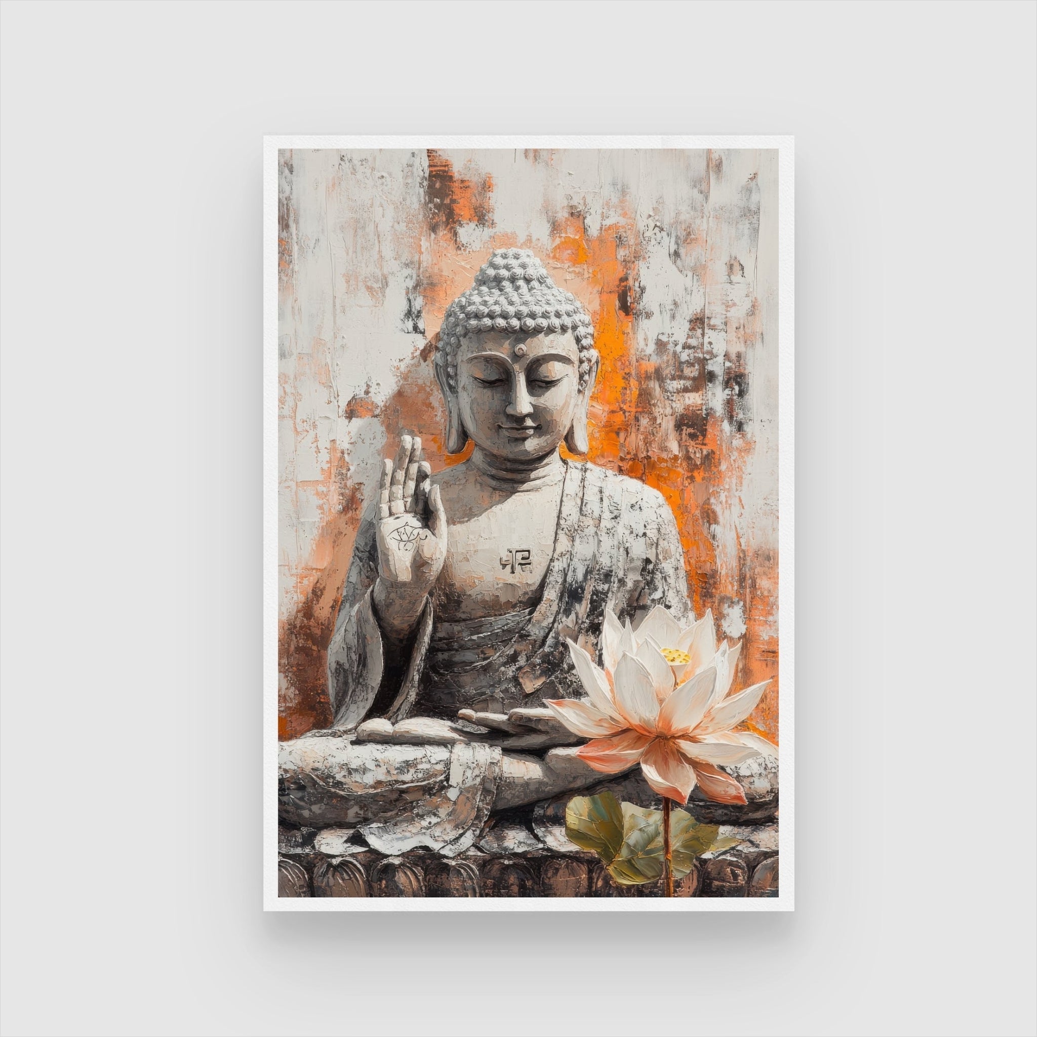 Blessings of Peace – Buddha Wall Art for Meditation Space 2 : 3 Vertical Premium Wall Art Canvas by MeriDeewar