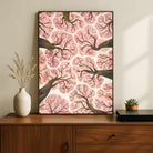 "Blooming Canopy" Cherry Blossom Tree Art Poster | Vertical Borderless Art Frame Poster Premium Wall Art Canvas by MeriDeewar