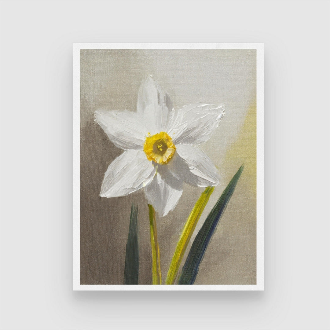 Blooming Daffodil Painting: Elegance for Your Space - MeriDeewar 3 : 4 Vertical New Premium Wall Art Canvas by MeriDeewar