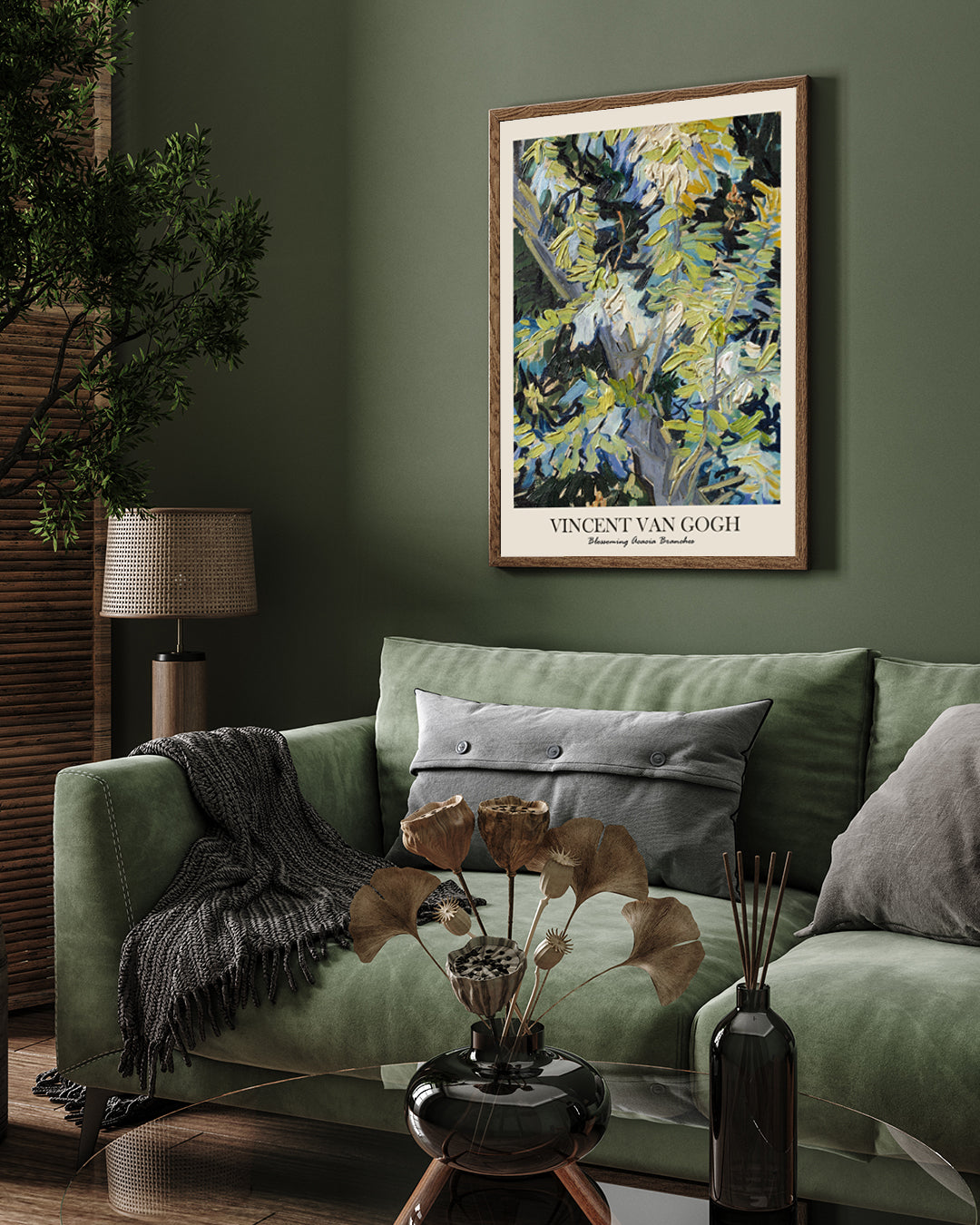 Blossoming Acacia Branches Painting by Vincent Van Gogh 3 : 4 Vertical New Premium Wall Art Canvas by MeriDeewar