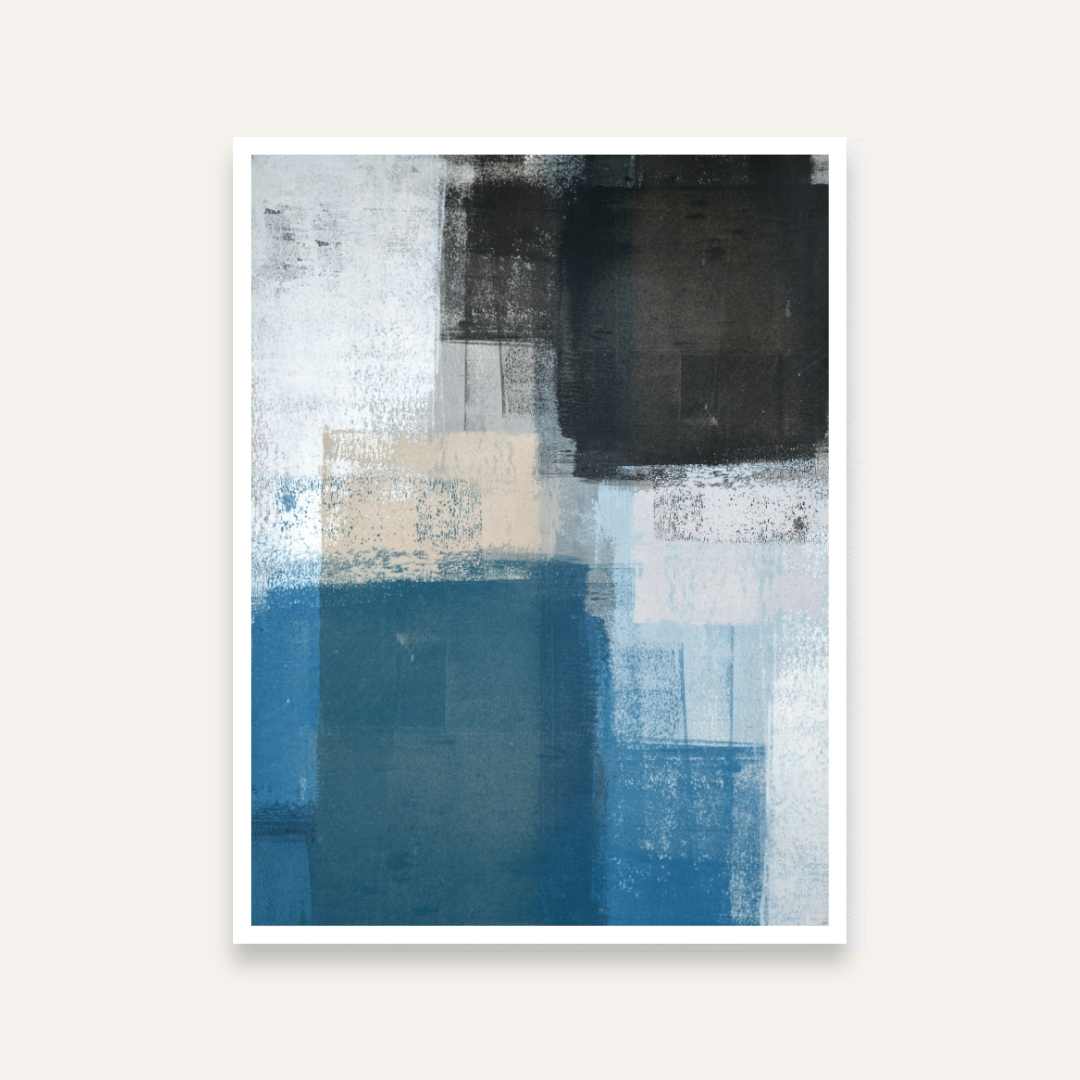 Blue & Black Abstract Painting for Living Room | Calming Wall Art | Giclée Print 4 :5 Vertical Premium Wall Art Canvas by MeriDeewar