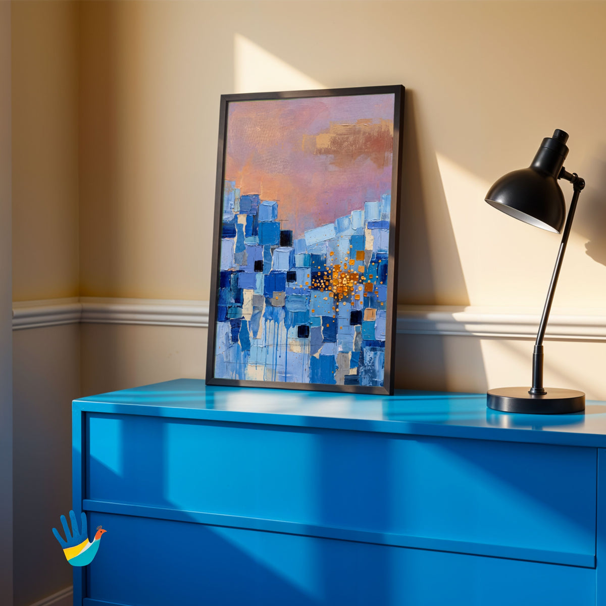 Blue City Night | Jodhpur Abstract Statement Art 2 : 3 Vertical Premium Wall Art Canvas by MeriDeewar