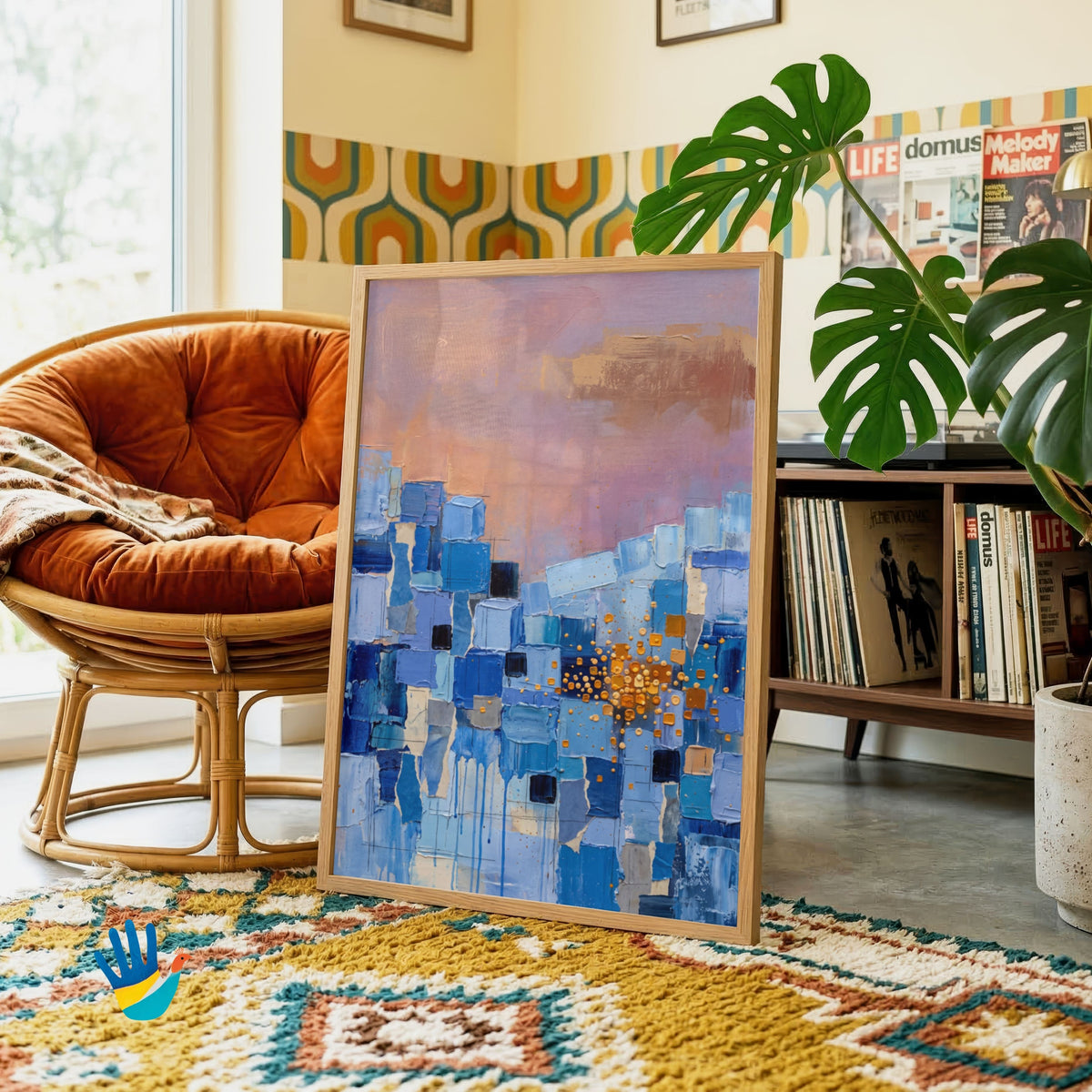Blue City Night | Jodhpur Abstract Statement Art 2 : 3 Vertical Premium Wall Art Canvas by MeriDeewar