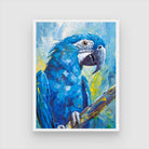 Blue-hooded Parrot on a branch 3 : 4 Vertical New Premium Wall Art Canvas by MeriDeewar