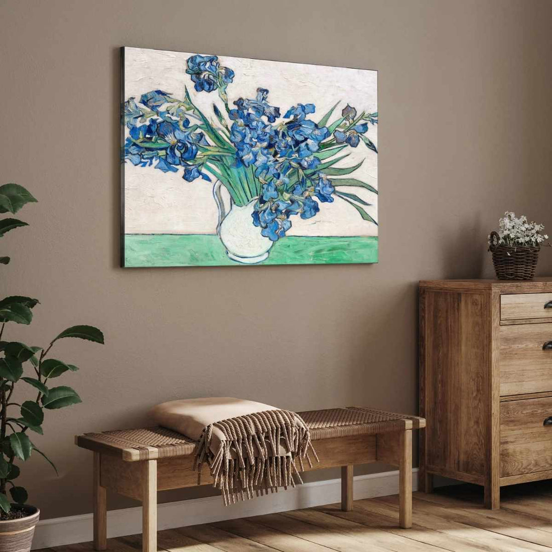 Blue Irises Floral Painting for Living Room | Van Gogh Wall Art | Giclée Fine Art Print 4 : 3 Horizontal Premium Wall Art Canvas by MeriDeewar