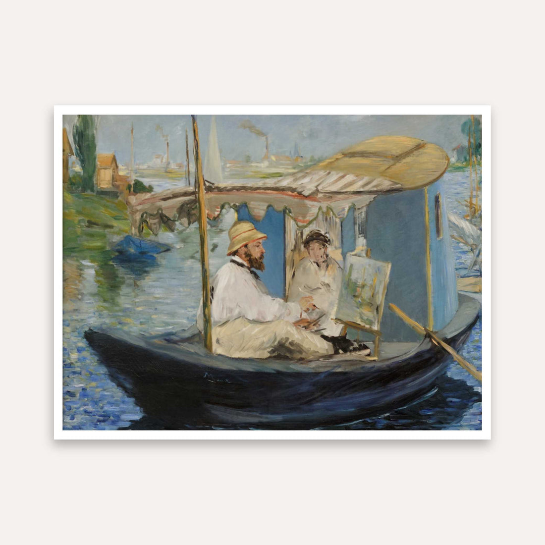 Boat Scenery Painting for Living Room | Manet Impressionist Wall Art | Giclée Print 5 : 4 Horizontal Premium Wall Art Canvas by MeriDeewar