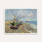 Boats on Beach Painting for Living Room | Van Gogh Seascape Wall Art | Giclée Print 4 : 3 Horizontal Premium Wall Art Canvas by MeriDeewar
