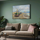 Boats on Beach Painting for Living Room | Van Gogh Seascape Wall Art | Giclée Print 4 : 3 Horizontal Premium Wall Art Canvas by MeriDeewar