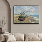 Boats on Beach Painting for Living Room | Van Gogh Seascape Wall Art | Giclée Print 4 : 3 Horizontal Premium Wall Art Canvas by MeriDeewar