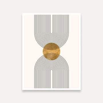 Boho Abstract Painting for Living Room | Gold & Beige Geometric Wall Art | Giclée Print 3 : 4 Vertical Premium Wall Art Canvas by MeriDeewar