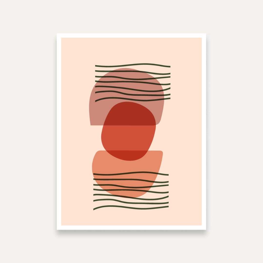 Boho Abstract Painting for Living Room | Terracotta Earthy Tones Wall Art | Giclée Print 4 X 5.5 Vertical Premium Wall Art Canvas by MeriDeewar